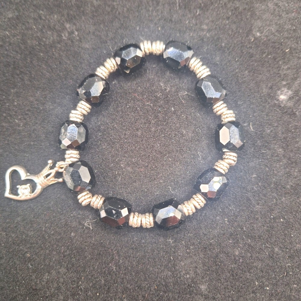 Handmade Black Crystal Stretch Bracelet